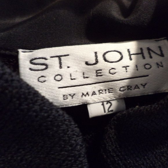 ST. JOHN COLLECTION by Marie Gray Black Knit Dress w/ Gold-Tone Button Closure - Picture 3 of 9